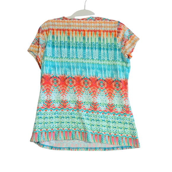 Ruby Rd Petites Womens Blouse Multi-Color Size PS Cotton Blend Stretch Pullover - Picture 2 of 12